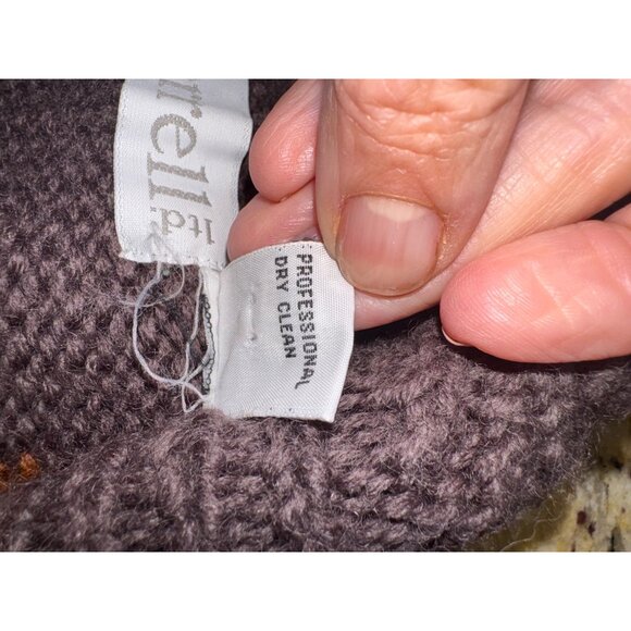 Vintage D. Terrell Ltd. 80s Y2K Boho Floral Cardigan Mohair Brown Wool Sweater - Picture 7 of 10